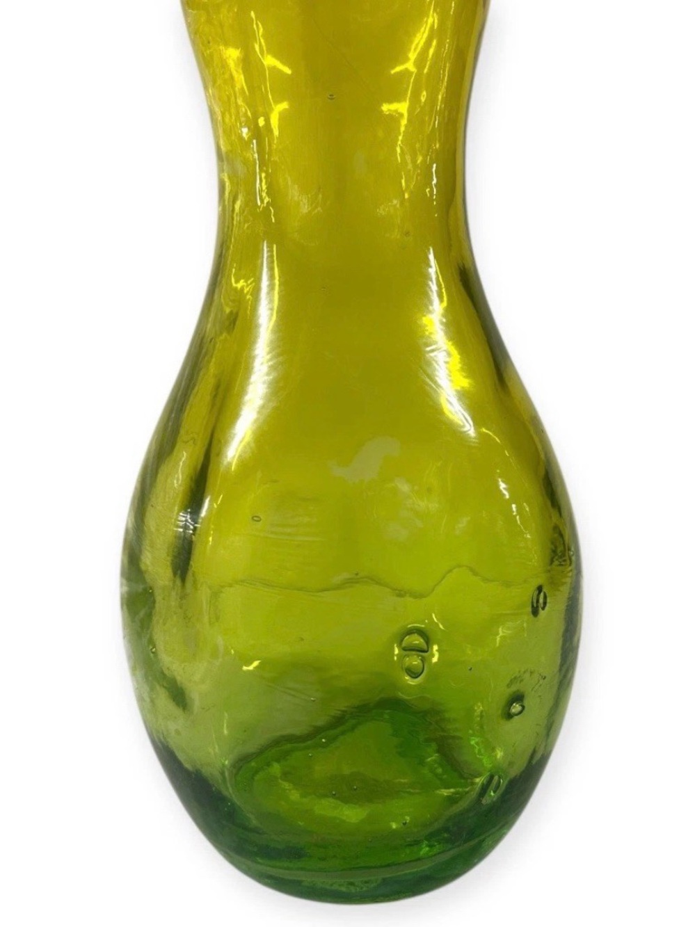 Large Vintage Hand Blown Glass Decanter Film Painted Green Finish 20” Stopper - Picture 4 of 10